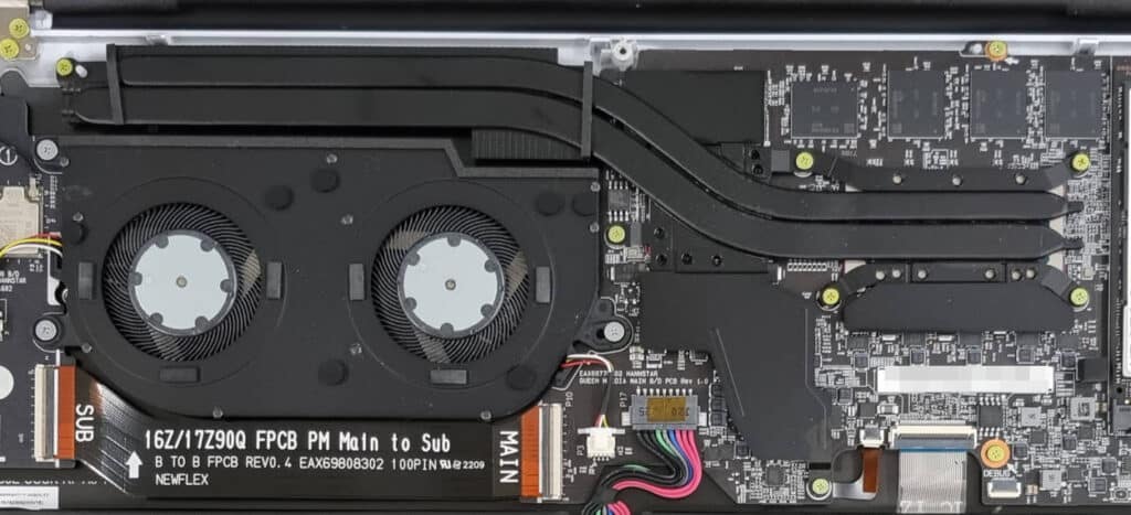 LG 그램2022 쿨링팬과 히트파이프 CPU RTX2050 냉각구조
